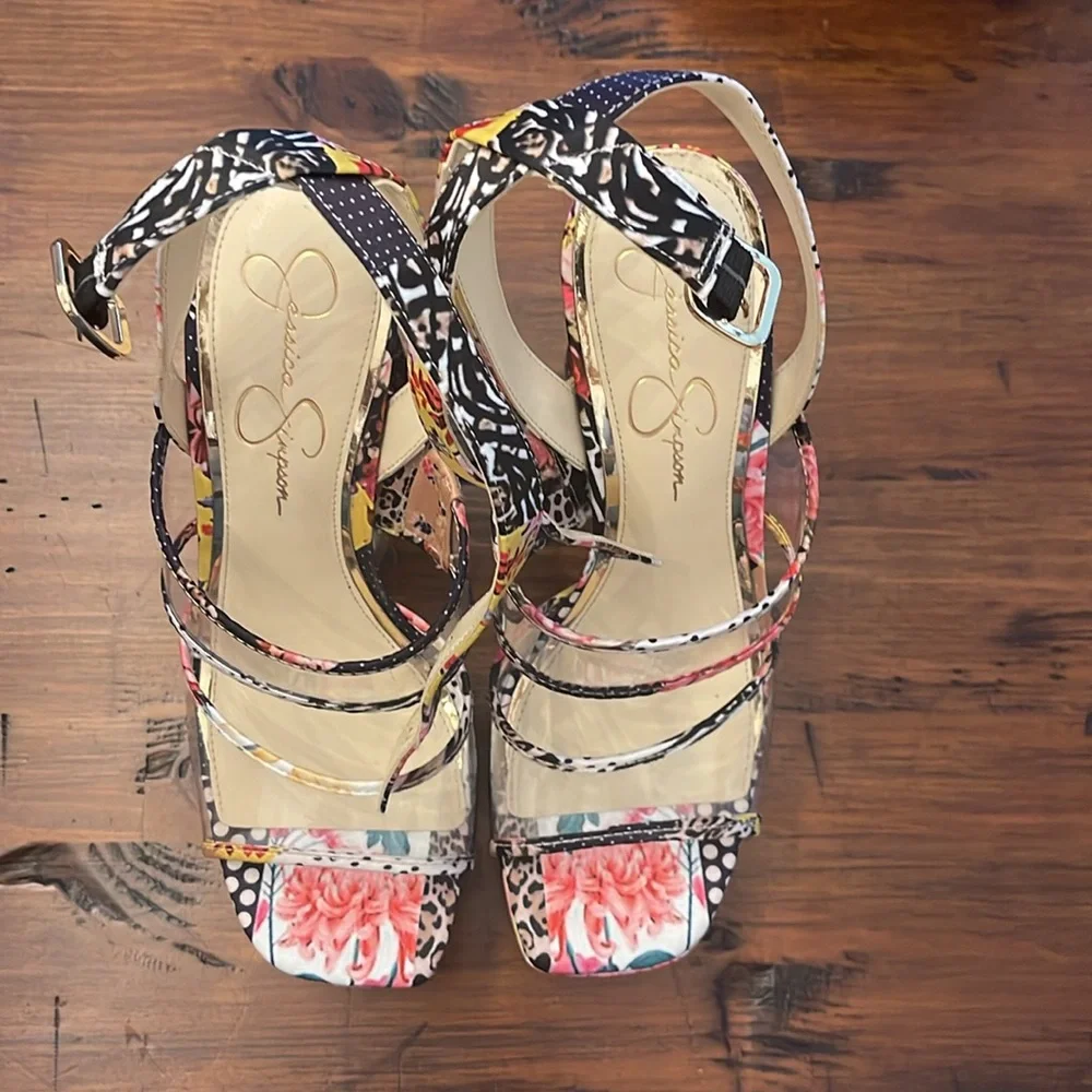Jessica Simpson multicolored platform heels NWOT - Picture 6 of 8